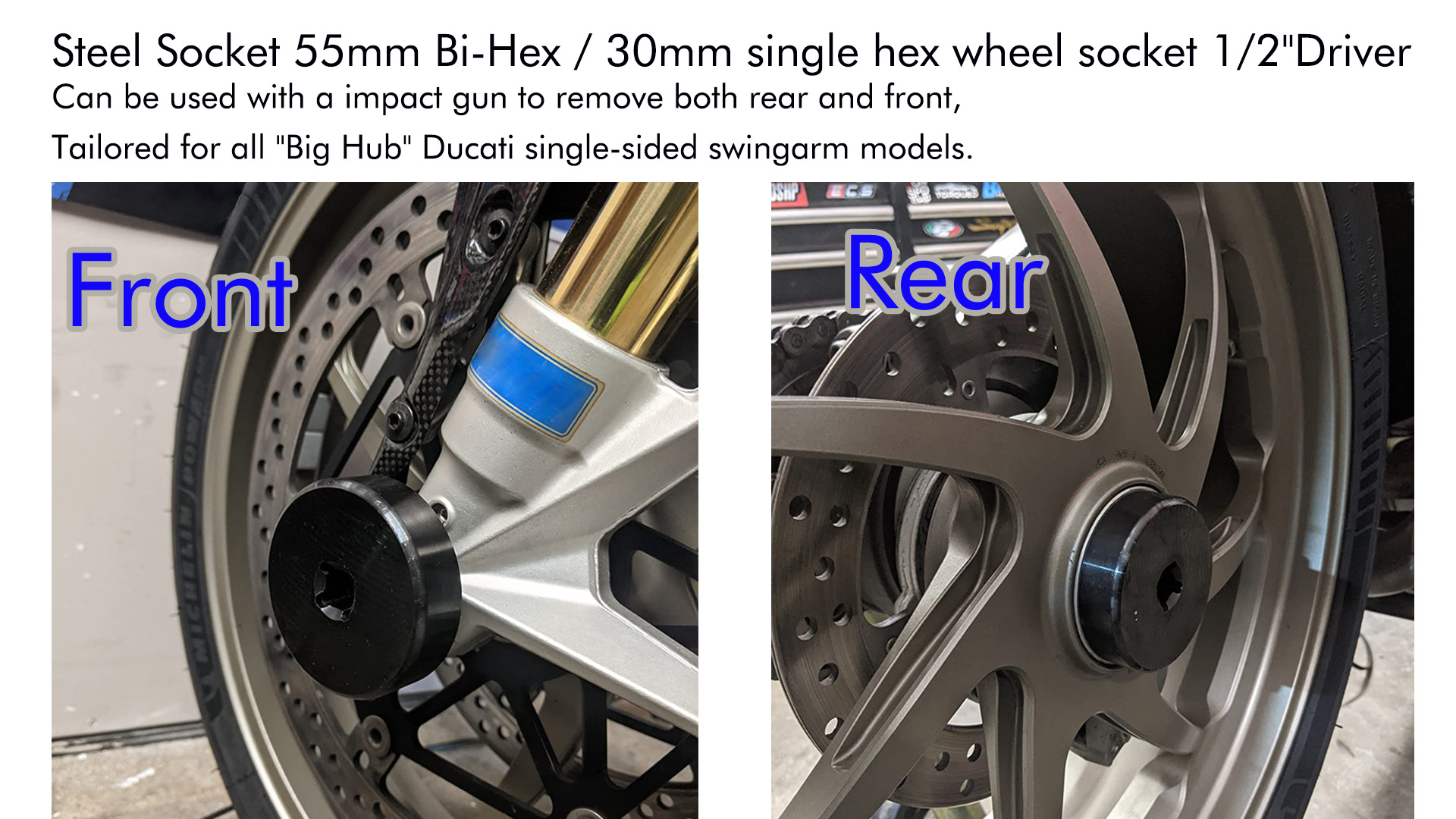 Amazon.com: 30mm + 55mm Wheel Nut Socket for Ducati | 2-in-1 Front